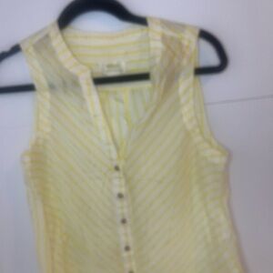 MAEVE by antrophologie Yellow Striped Sleeveless tie front Blouse size 4
